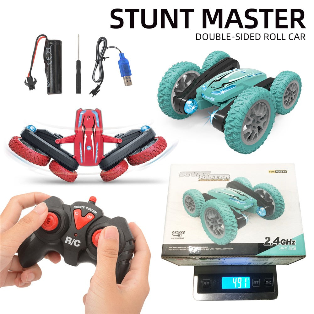 Double-sided Rotating Deformation Stunt 2.4G RC Car Children Boys Remote Control Light Music Car Toy
