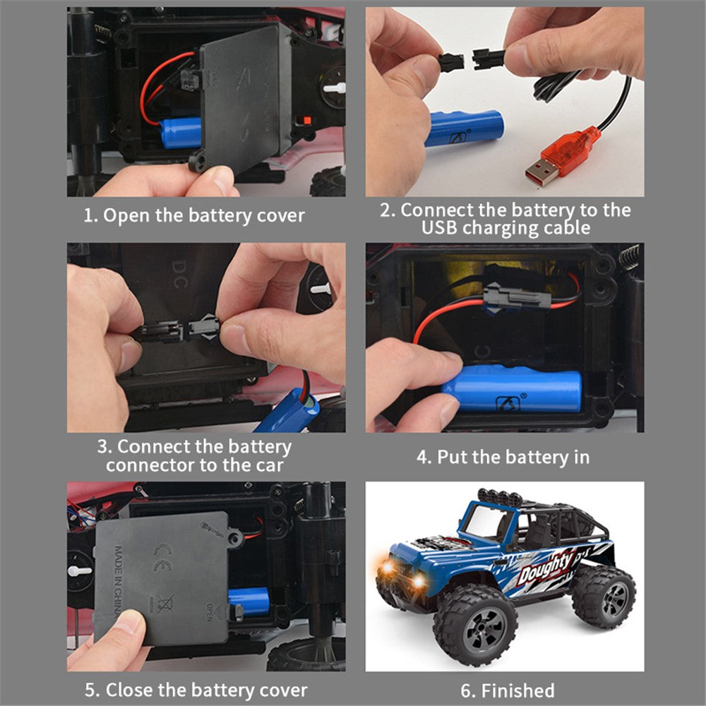 58620 2.4G Wireless RC Off-road Vehicle 1/18 Electronic Climbing Car Model Toys With Lights for Children
