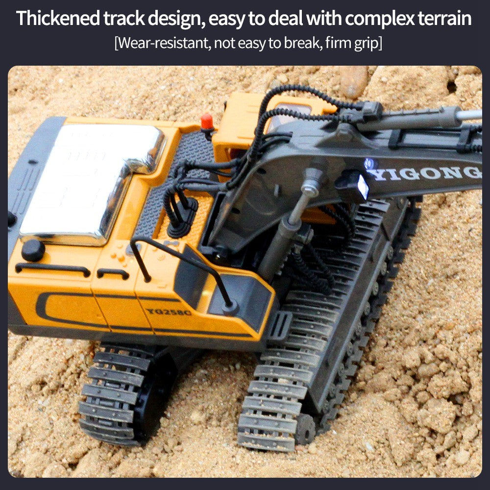 BC1043 11-Channel 2.4G RC Excavator 1 / 20 Scale Remote Control Excavator Metal Construction Vehicle Tractor Toys for Boys and Girls