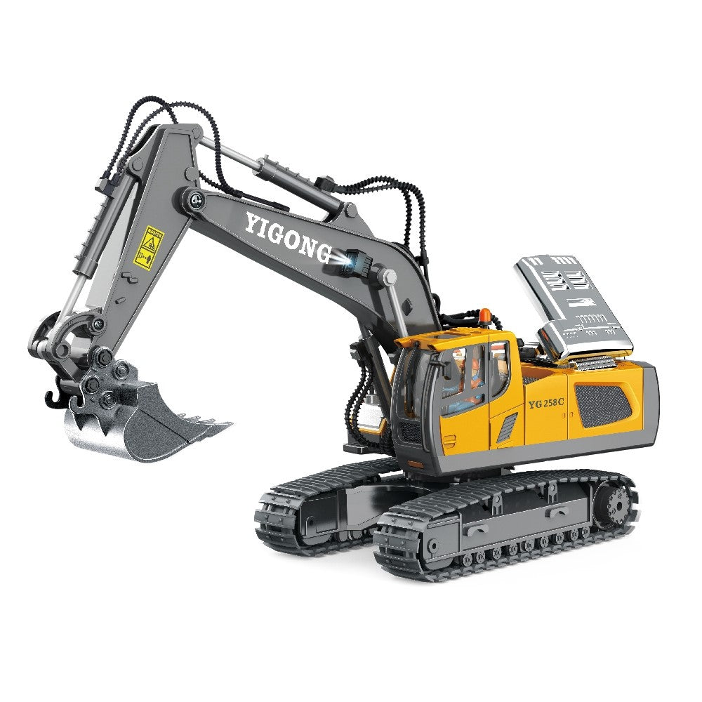 BC1043 11-Channel 2.4G RC Excavator 1 / 20 Scale Remote Control Excavator Metal Construction Vehicle Tractor Toys for Boys and Girls