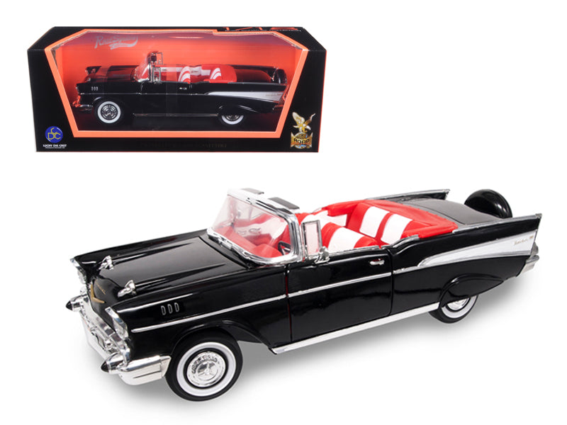 1957 Chevrolet Bel Air Convertible Black 1/18 Diecast Model Car by Road Signature 