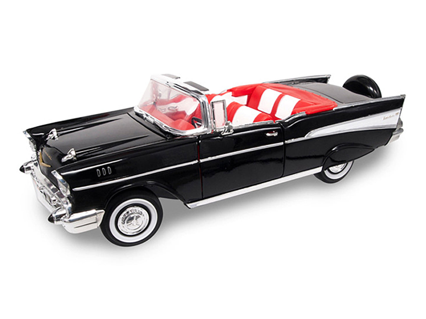 1957 Chevrolet Bel Air Convertible Black 1/18 Diecast Model Car by Road Signature 