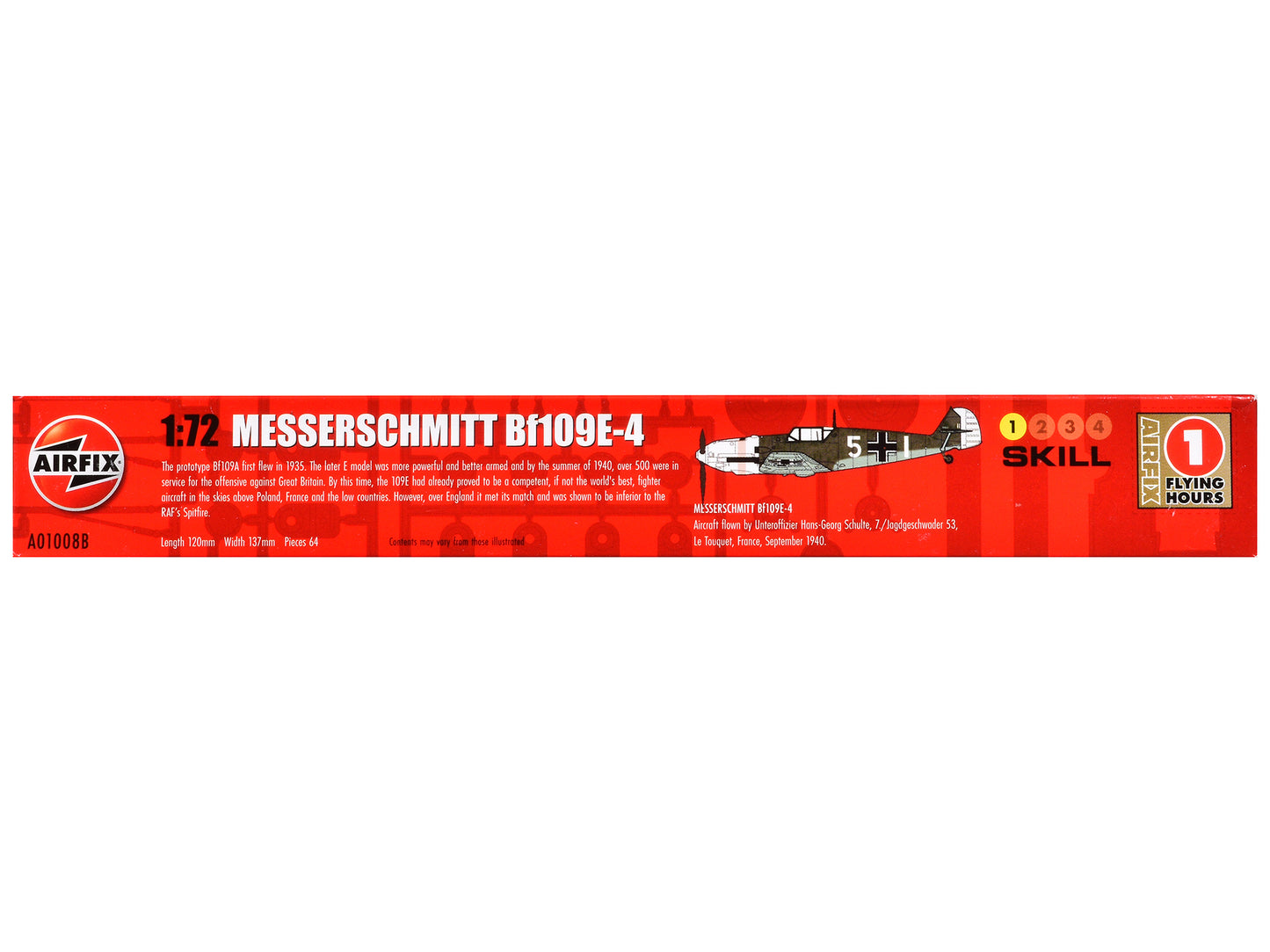 Level 1 Model Kit Messerschmitt Bf109E-4 Fighter Aircraft 1/72 Plastic Model Kit by Airfix