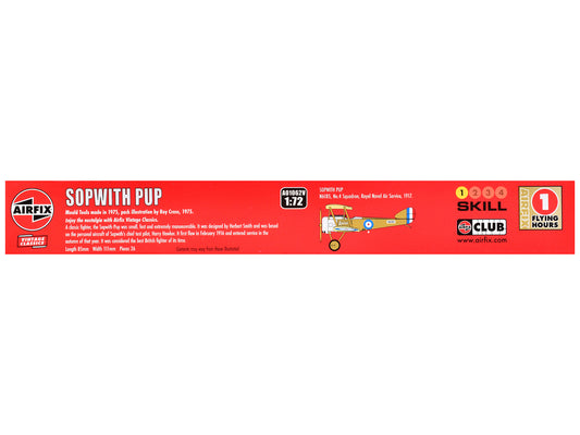 Level 1 Model Kit Sopwith Pup Fighter Aircraft 1/72 Plastic Model Kit by Airfix