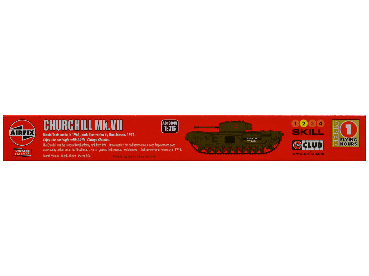 Level 2 Model Kit British Churchill Mk.VII Tank 1/76 Plastic Model Kit by Airfix
