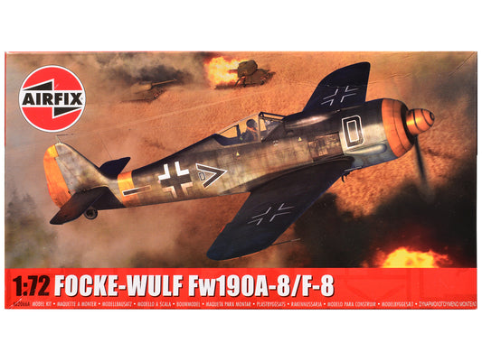 Level 1 Model Kit Focke-Wulf Fw190-A8/F-8 Fighter Aircraft with 2 Scheme Options 1/72 Plastic Model Kit by Airfix