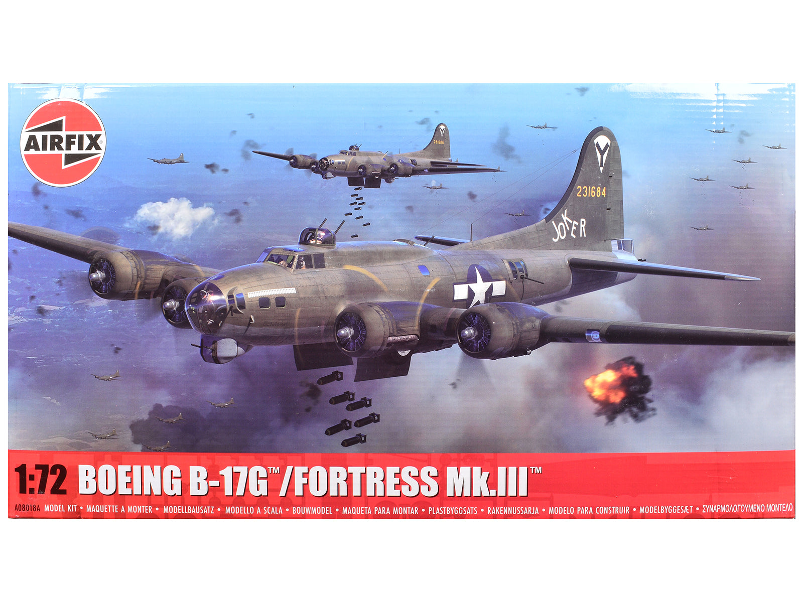 Level 3 Model Kit Boeing B-17G/Fortress Mk.III Aircraft with 2 Scheme Options 1/72 Plastic Model Kit by Airfix