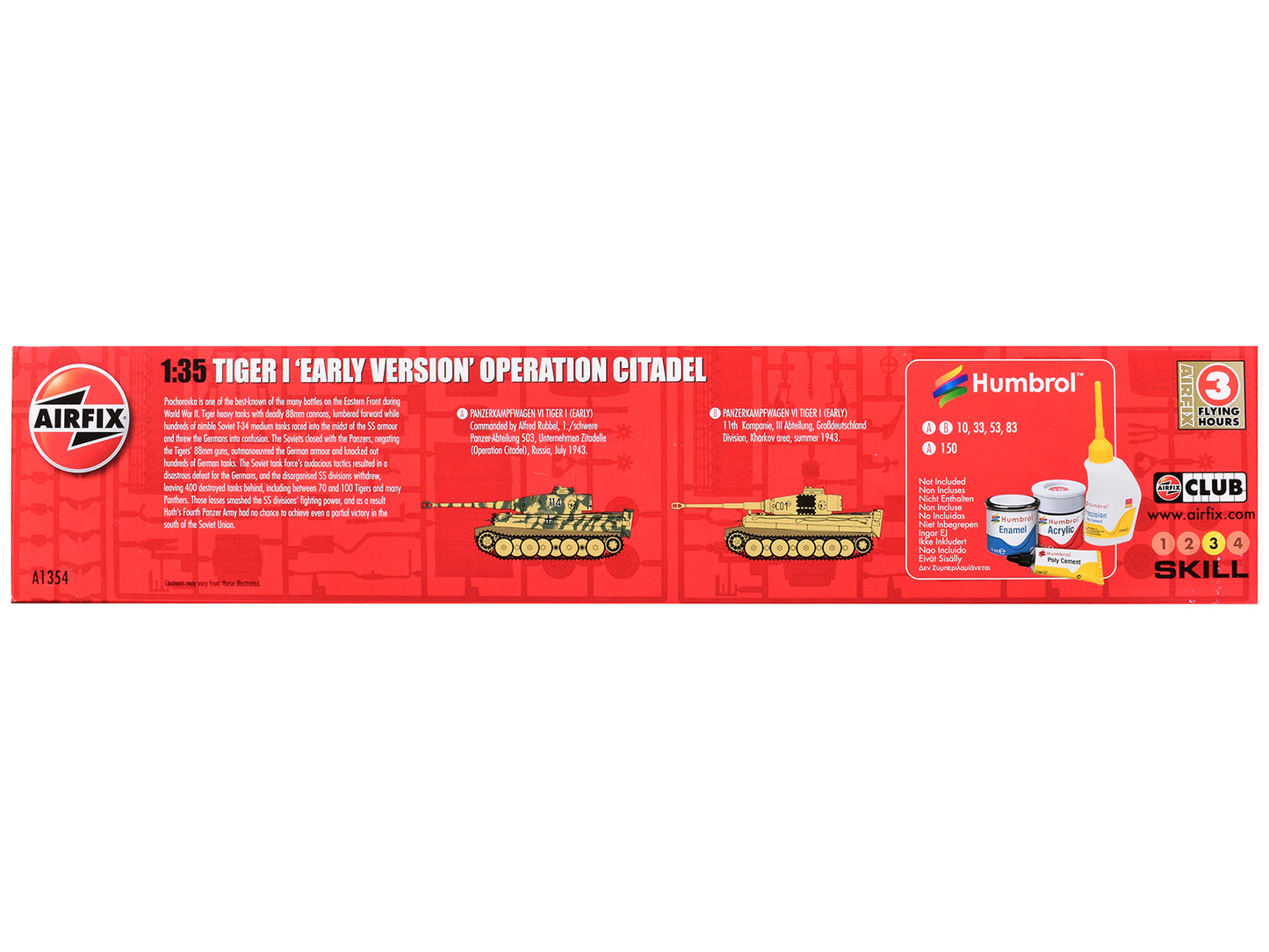 Level 3 Model Kit Tiger I Early Version Tank "Operation Citadel" with 2 Scheme Options (Level 3) 1/35 Plastic Model Kit by Airfix