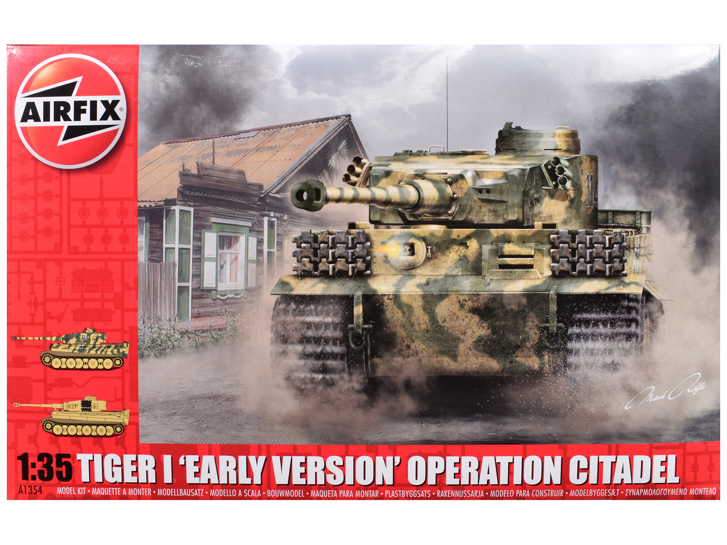 Level 3 Model Kit Tiger I Early Version Tank "Operation Citadel" with 2 Scheme Options (Level 3) 1/35 Plastic Model Kit by Airfix