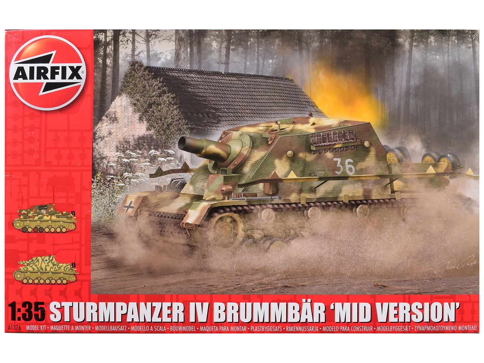 Level 3 Model Kit Sturmpanzer IV Brummbar "Mid Version" Tank with 2 Scheme Options 1/35 Plastic Model Kit by Airfix