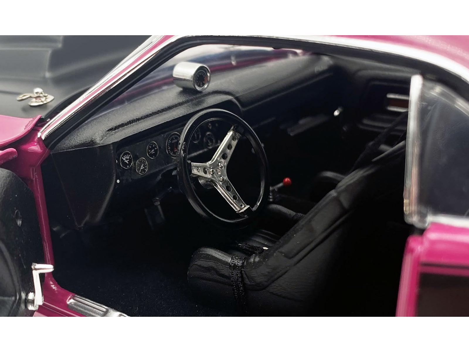 1970 Dodge Challenger T/A Pro Stock "Mopar Performance" Panther Pink with Black Stripes and Black Hood Limited Edition to 350 pieces Worldwide 1/18 Diecast Model Car by ACME