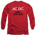 AC/DC High Voltage Stencil Mens Long Sleeve Shirt Red