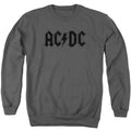 AC/DC Worn Logo Mens Crewneck Sweatshirt Charcoal