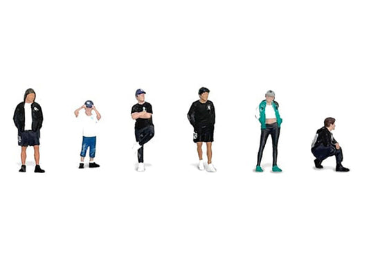 "Liberty Walk LB Nation" 6 piece Diecast Figure Set Limited Edition for 1/64 Scale Models by American Diorama