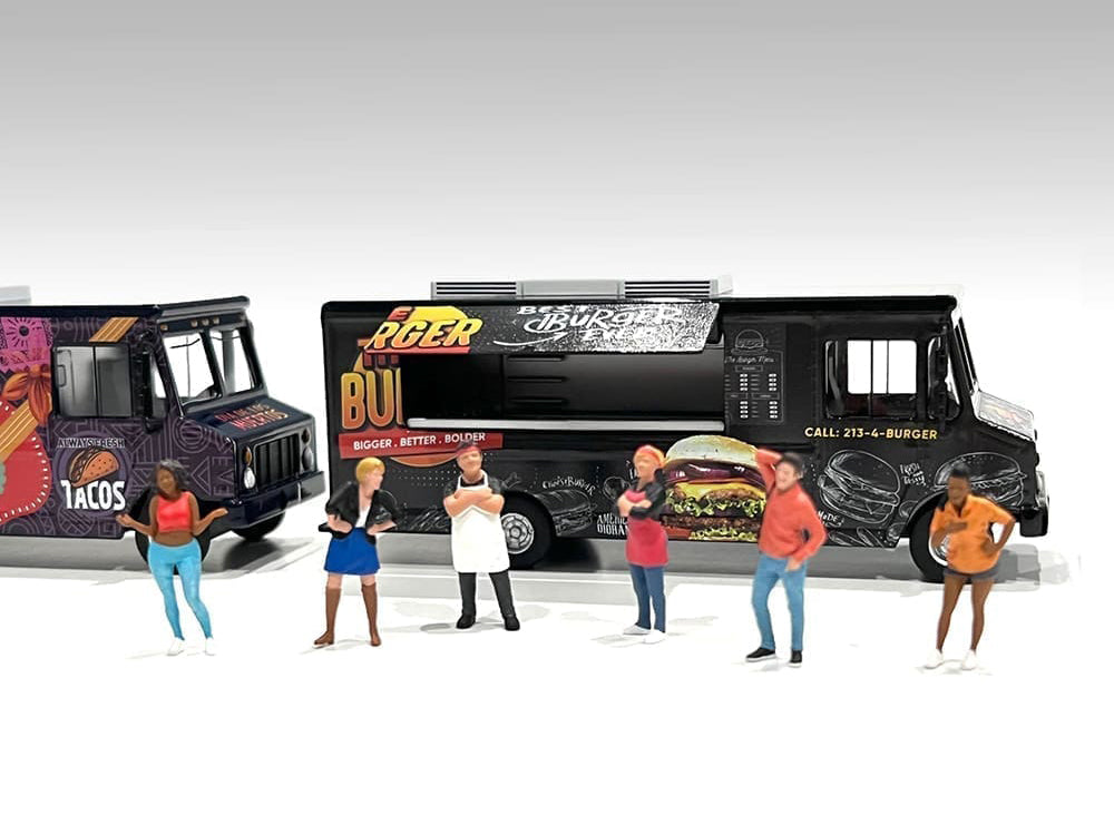 Food Truck "The Burger Truck" Black with Graphics 1/64 Diecast Model by American Diorama