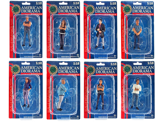 "Car Meet 3" 8 piece Figure Set for 1/18 Scale Models by American Diorama 