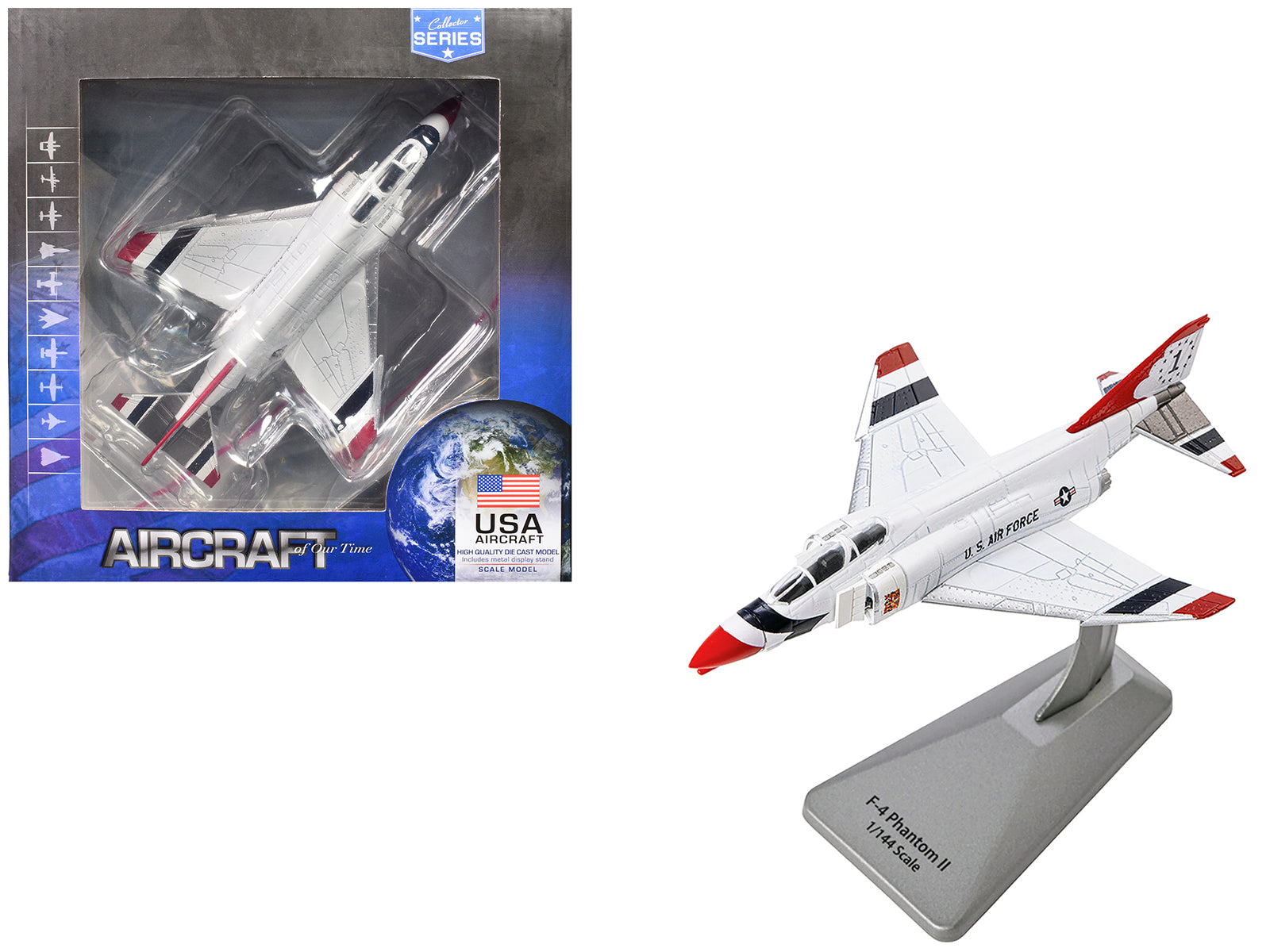 McDonnell Douglas F-4 Phantom Aircraft "No. 1 Thunderbirds" United States Air Force "Collector Series" 1/144 Diecast Model by Air Force 1