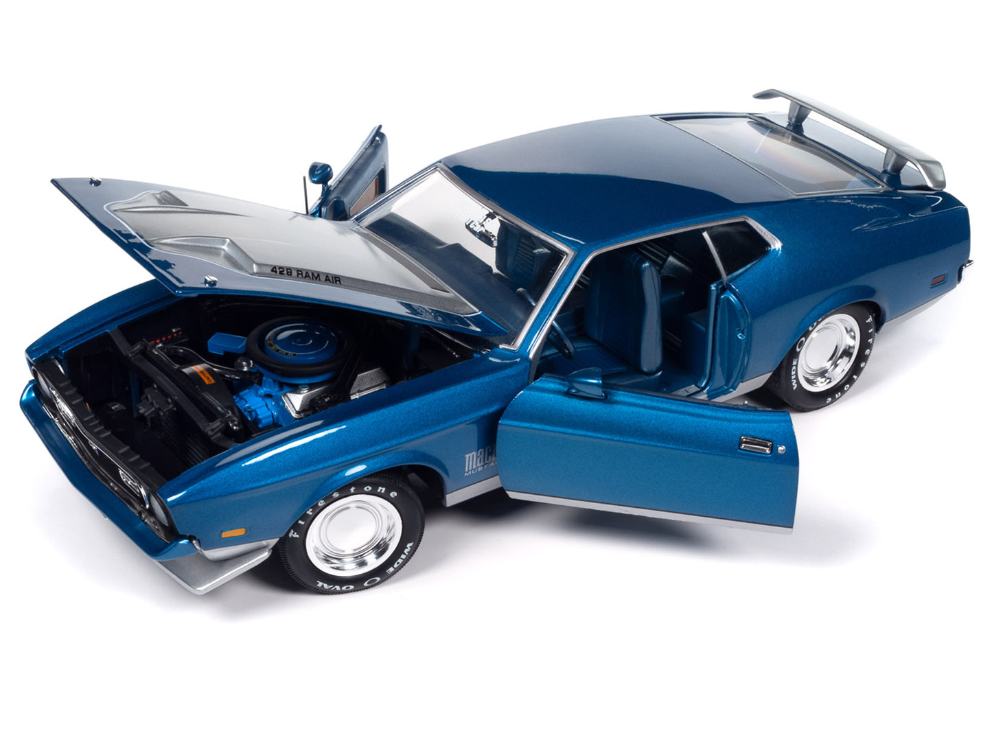 1971 Ford Mustang Mach 1 Blue Metallic with Silver Hood "Muscle Car & Corvette Nationals" (MCACN) "American Muscle" Series 1/18 Diecast Model Car by Auto World