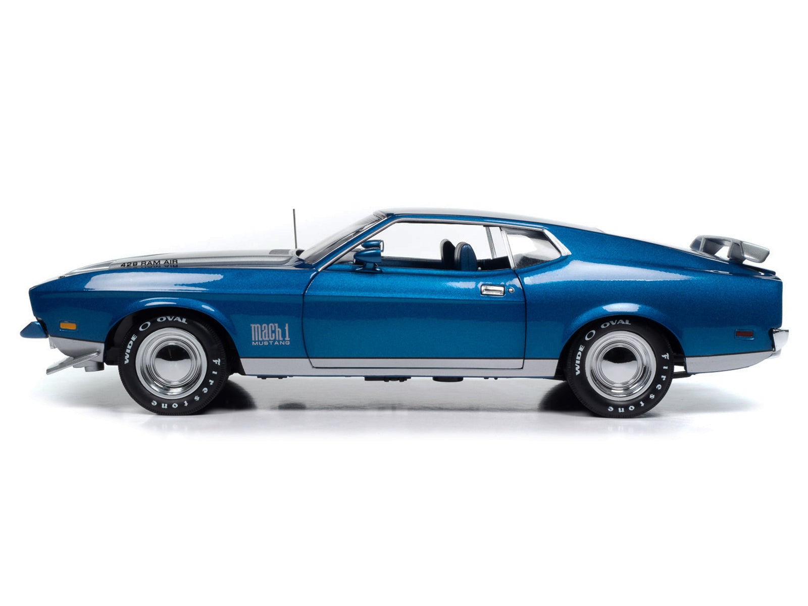 1971 Ford Mustang Mach 1 Blue Metallic with Silver Hood "Muscle Car & Corvette Nationals" (MCACN) "American Muscle" Series 1/18 Diecast Model Car by Auto World