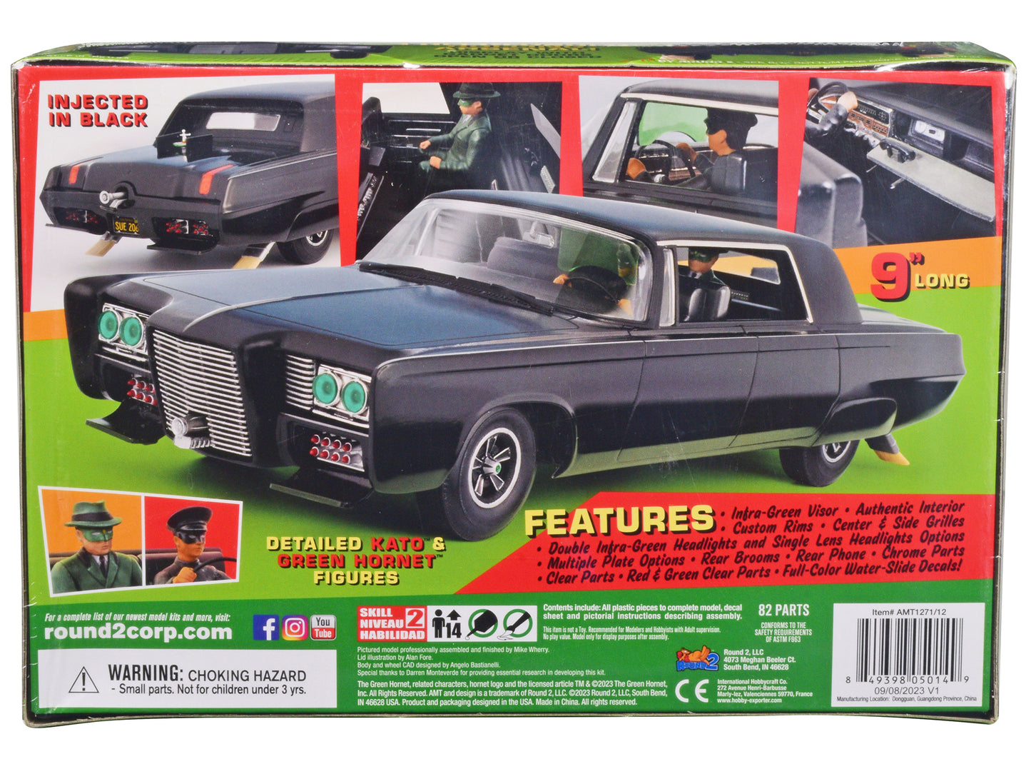 Skill 2 Model Kit Black Beauty "The Green Hornet" (1966‚Äì1967) TV Series with Green Hornet and Kato Figures 1/25 Scale Model by AMT