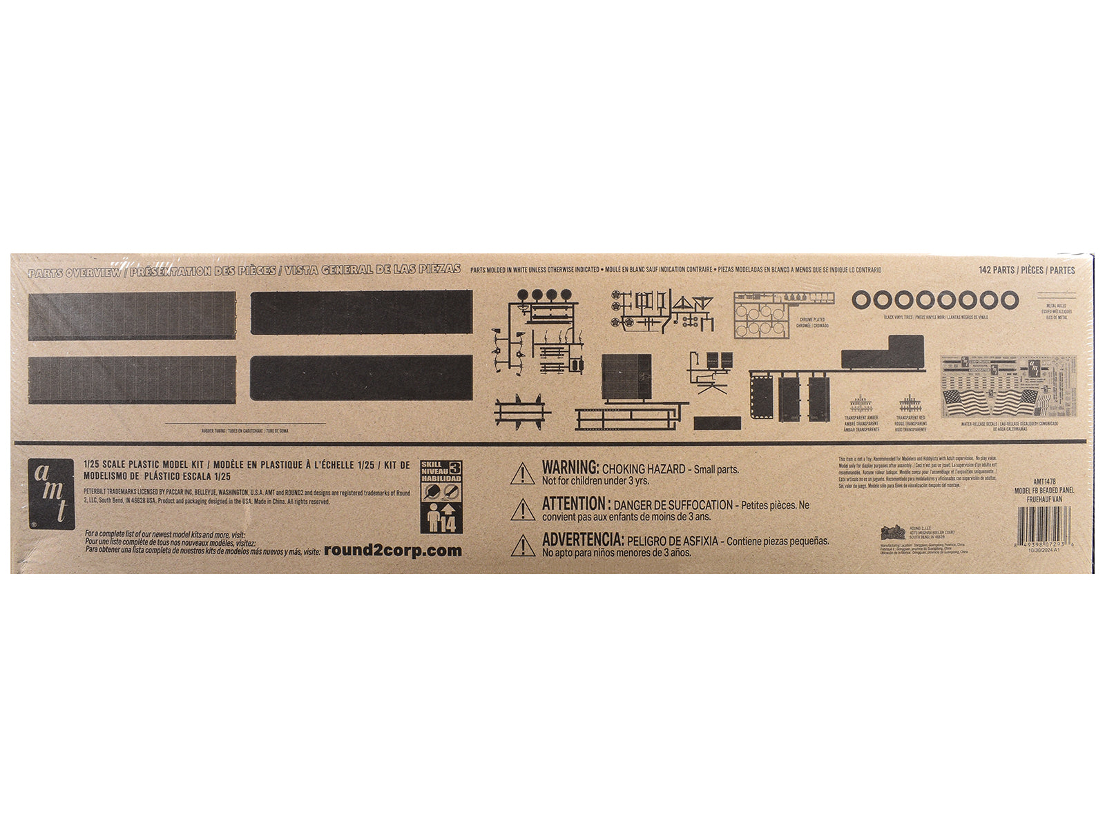 Skill 3 Model Kit Fruehauf FB Beaded Panel Van Trailer 1/25 Scale Model by AMT