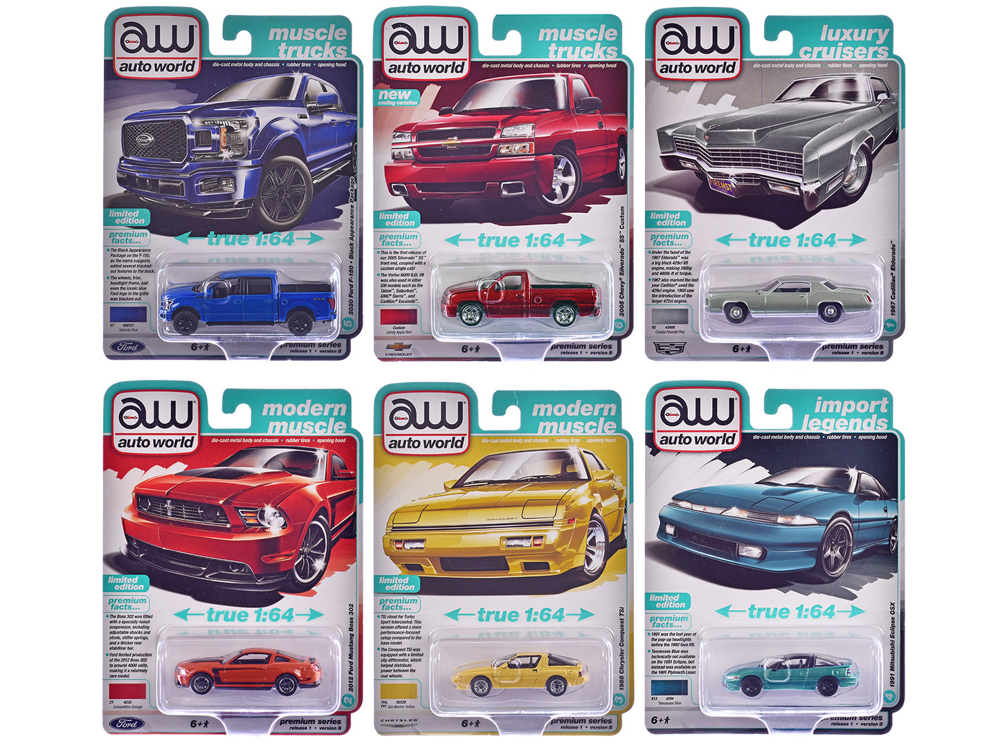 Auto World Premium 2025 Release 1 Set B of 6 pieces 1/64 Diecast Model Cars by Auto World