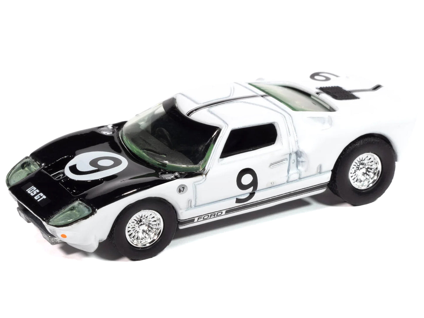 1964 Ford GT40 #9 White with Black Hood and Stripes "Vintage Muscle" Series 1/64 Diecast Model Car by Auto World