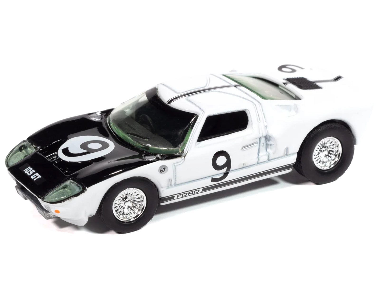 1964 Ford GT40 #9 White with Black Hood and Stripes "Vintage Muscle" Series 1/64 Diecast Model Car by Auto World