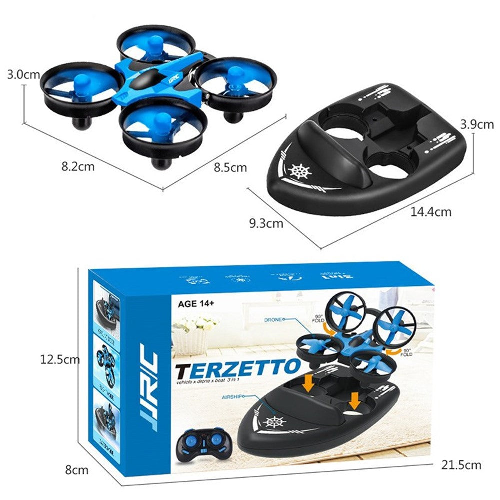 3 in 1 Triphibian Drone Quadcopter Remote Control Boat 3D Flip Headless Mode RC Drone