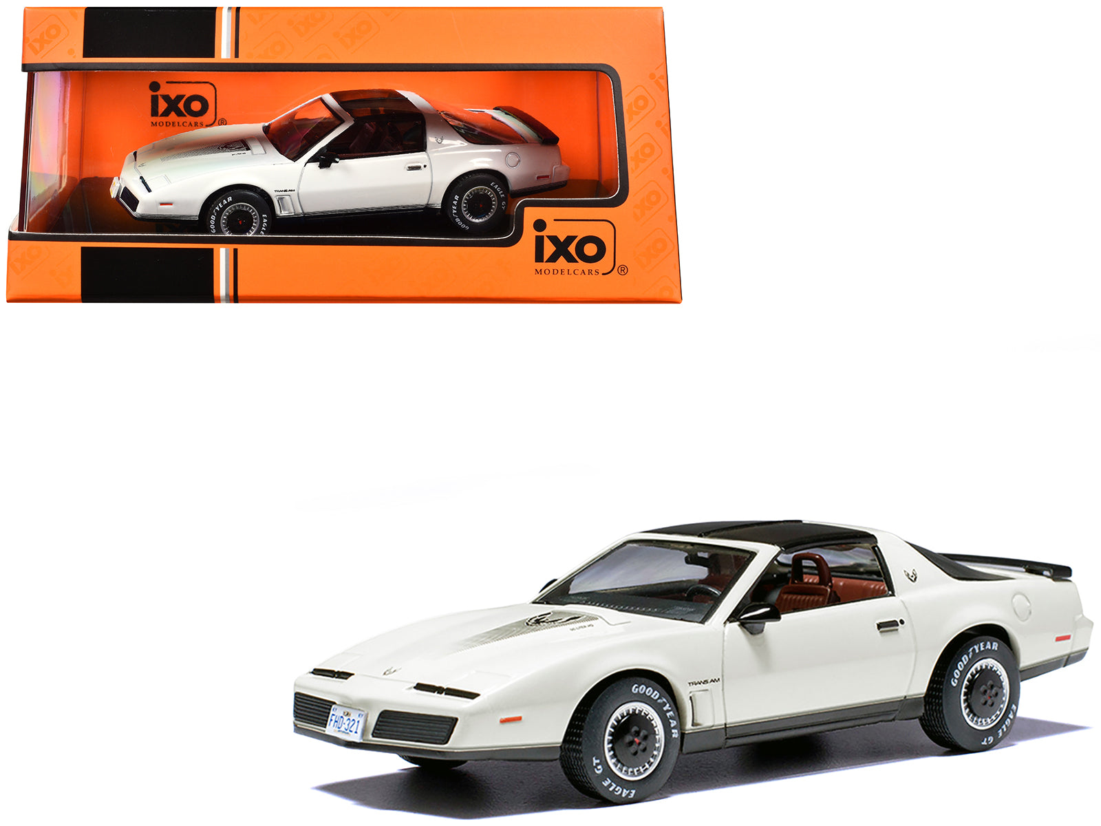 1982 Pontiac Firebird Pearl White with Black Top 1/43 Diecast Model by IXO Models