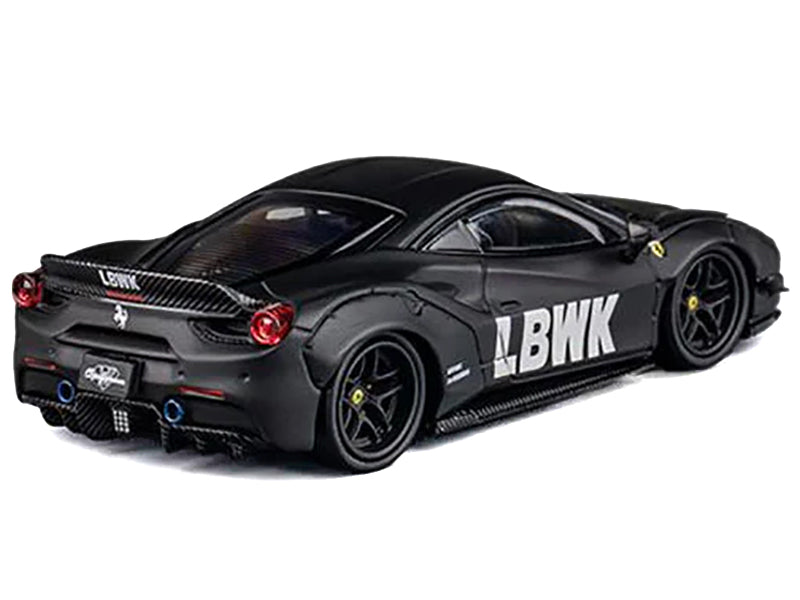 LB Works 488 "LBWK" Matt Black 1/64 Diecast Model Car by CM Model
