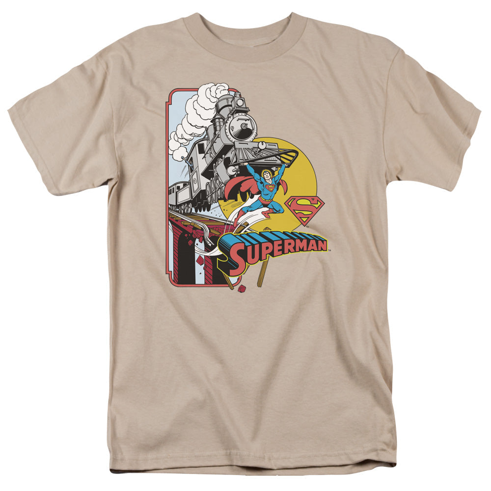DC Comics Off the Rails Mens T Shirt Sand Officially Licensed