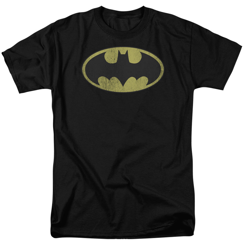 DC Comics Retro Bat Logo Distressed Mens T Shirt Black Officially Licensed