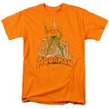 DC Comics Aquaman Distressed Mens T Shirt Orange Officially Licensed