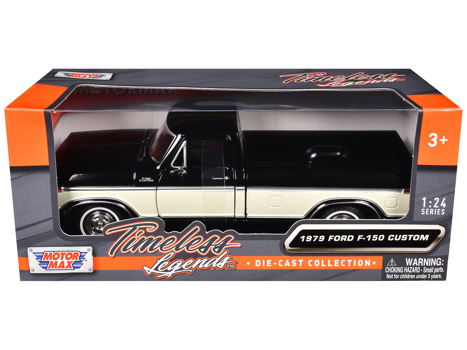1979 Ford F-150 Pickup Truck 2 Tone Black/Cream 1/24 Diecast Model Car by Motormax