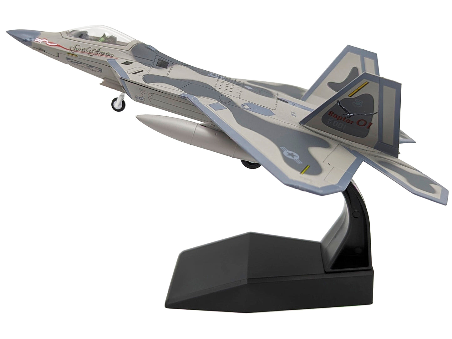 Lockheed Martin F-22A Raptor Aircraft "Spirit of America 412th Test Wing Edwards Air Force Base" (1997) United States Air Force 1/100 Diecast Model Airplane