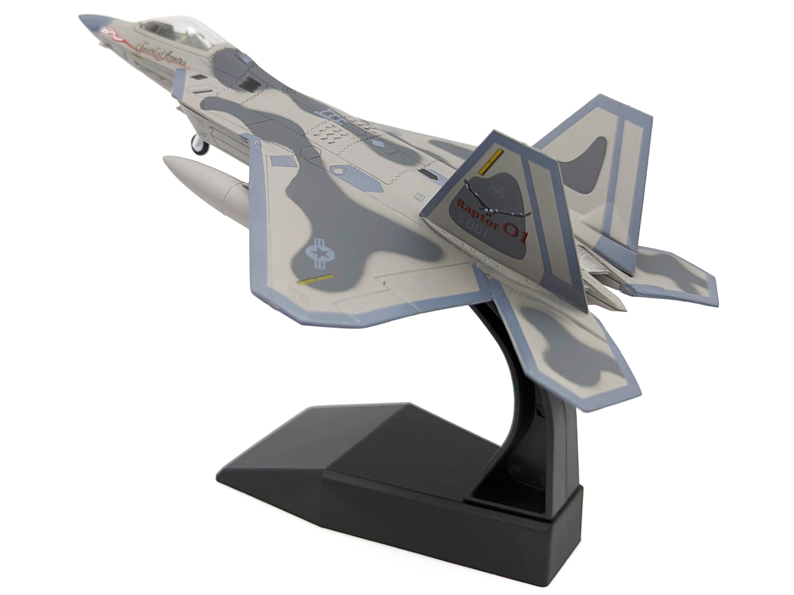 Lockheed Martin F-22A Raptor Aircraft "Spirit of America 412th Test Wing Edwards Air Force Base" (1997) United States Air Force 1/100 Diecast Model Airplane