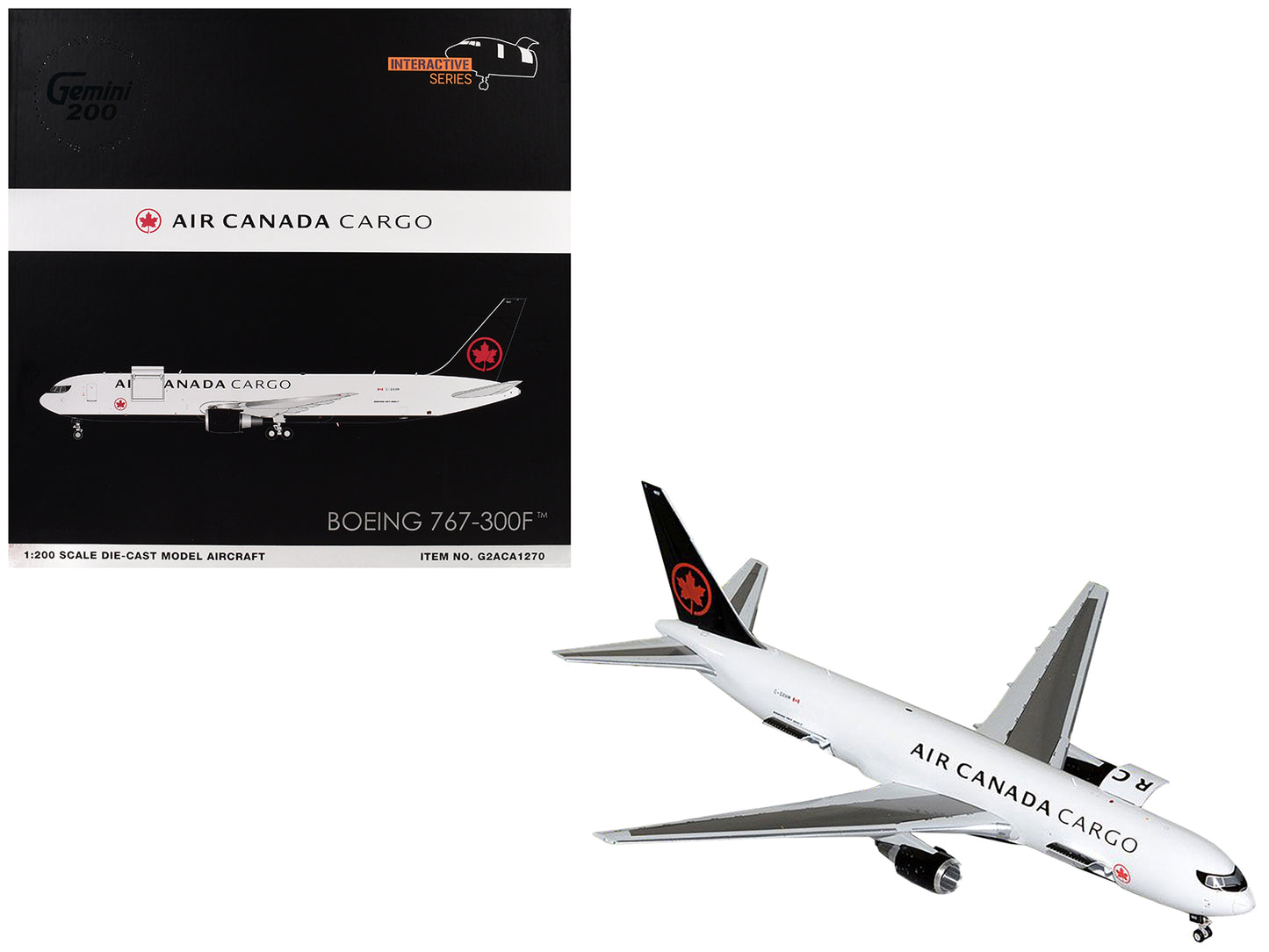 Boeing 767-300F Commercial Aircraft "Air Canada Cargo" (C-GXHM) White with Black Tail "Gemini 200 - Interactive Series" 1/200 Diecast Model Airplane by GeminiJets