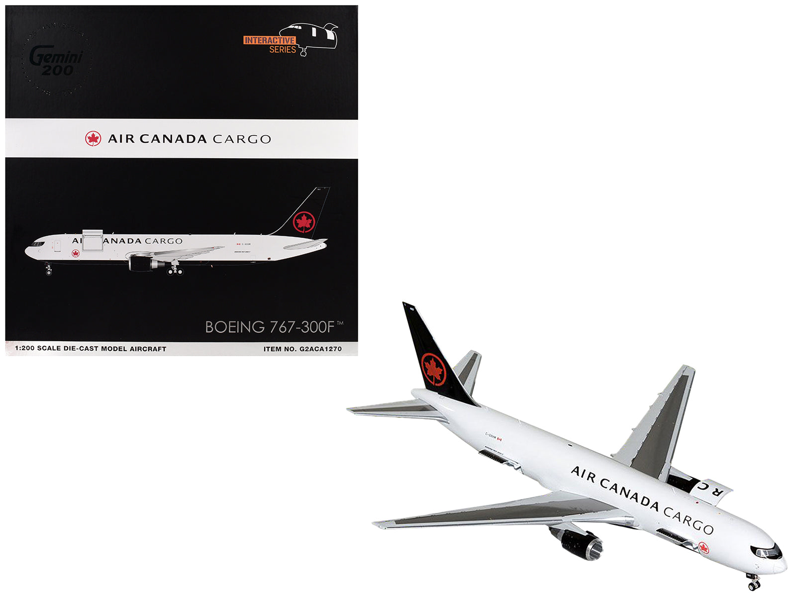 Boeing 767-300F Commercial Aircraft "Air Canada Cargo" (C-GXHM) White with Black Tail "Gemini 200 - Interactive Series" 1/200 Diecast Model Airplane by GeminiJets