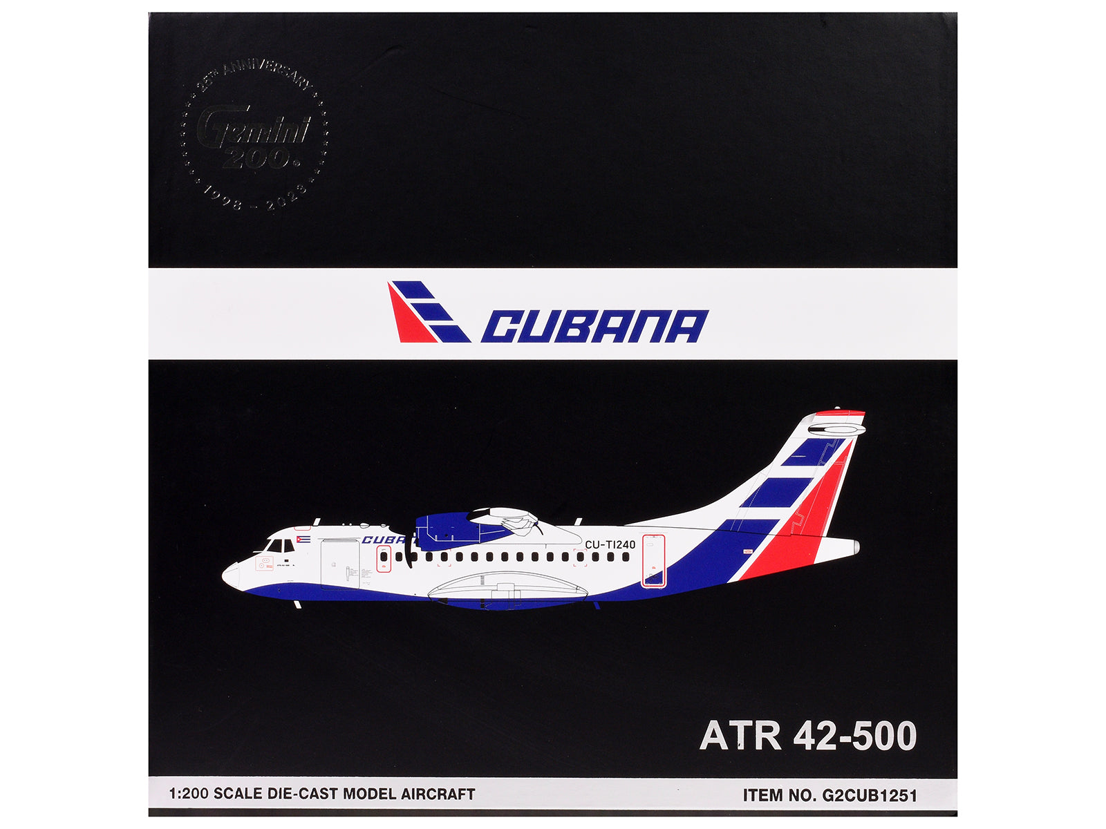 ATR 42-500 Commercial Aircraft "Cubana" (CU-T1240) White with Blue and Red Tail "Gemini 200" Series 1/200 Diecast Model Airplane by GeminiJets