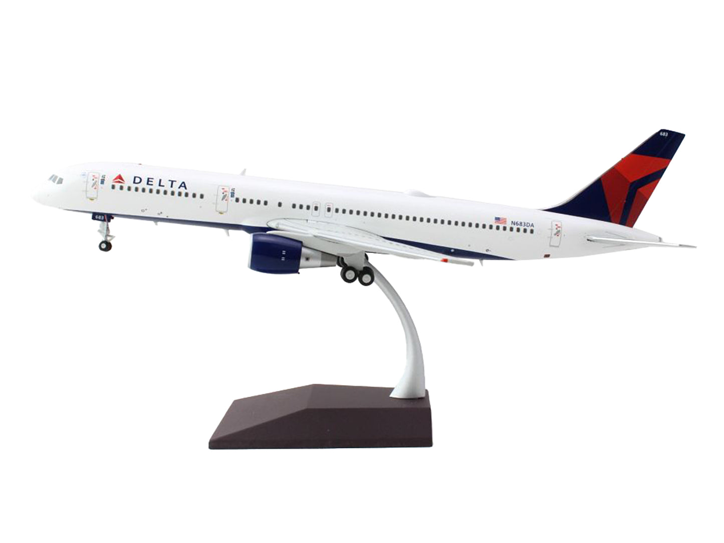 Boeing 757-200 Commercial Aircraft "Delta Air Lines" (N683DA) White with Red and Blue Tail "Gemini 200" Series 1/200 Diecast Model Airplane by GeminiJets