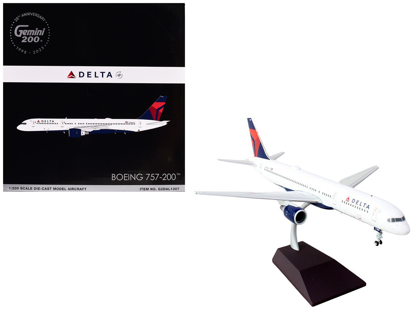 Boeing 757-200 Commercial Aircraft "Delta Air Lines" (N683DA) White with Red and Blue Tail "Gemini 200" Series 1/200 Diecast Model Airplane by GeminiJets