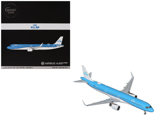 Airbus A321neo Commercial Aircraft "KLM Royal Dutch Airlines" (PH-AXA) Blue and White "Gemini 200" Series 1/200 Diecast Model Airplane by GeminiJets