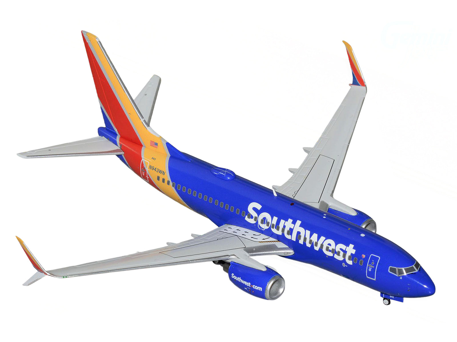 Boeing 737-700 Commercial Aircraft "Southwest Airlines" (N943WN) Blue with Striped Tail "Gemini 200" Series 1/200 Diecast Model Airplane by GeminiJets