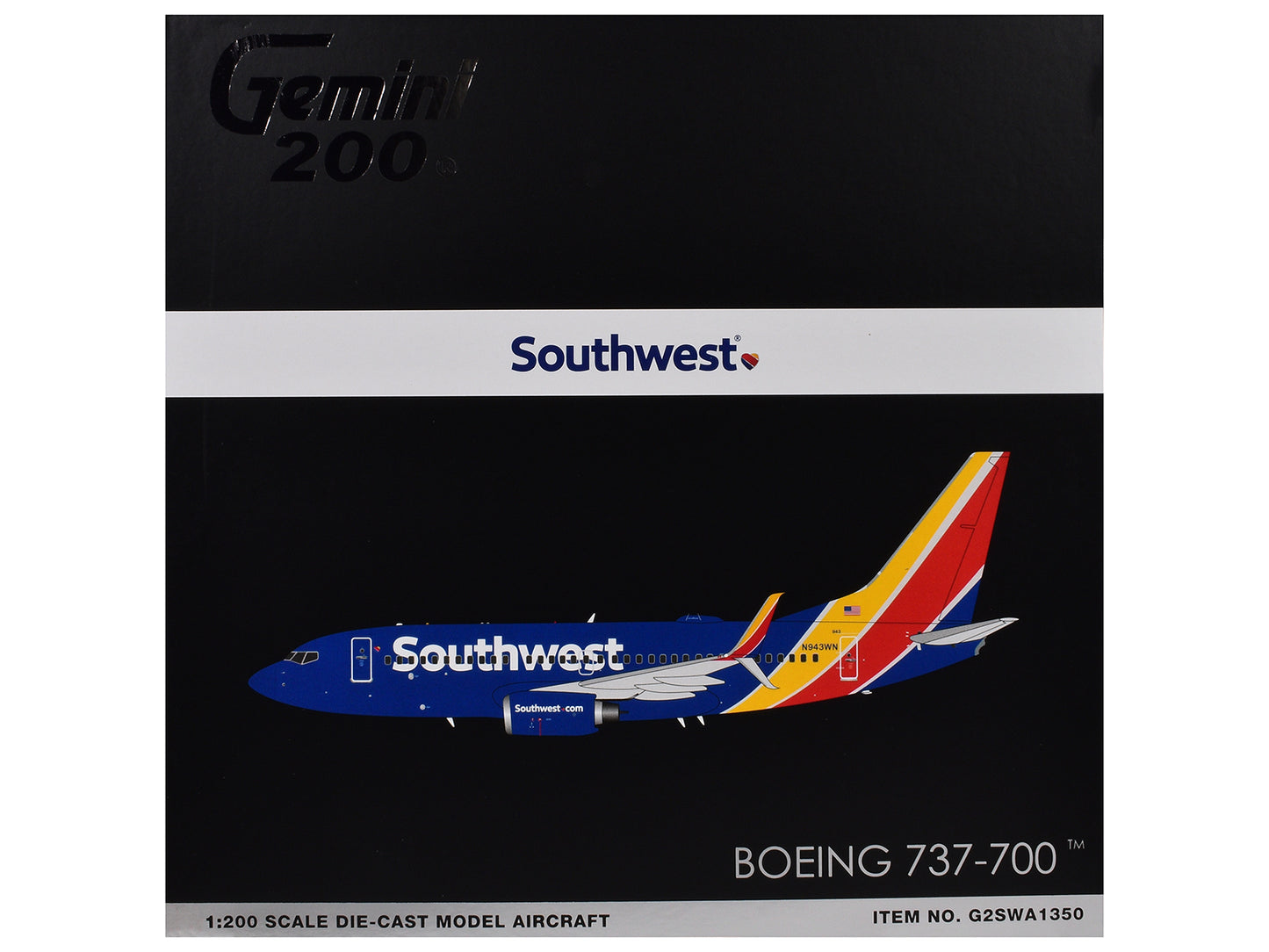 Boeing 737-700 Commercial Aircraft "Southwest Airlines" (N943WN) Blue with Striped Tail "Gemini 200" Series 1/200 Diecast Model Airplane by GeminiJets