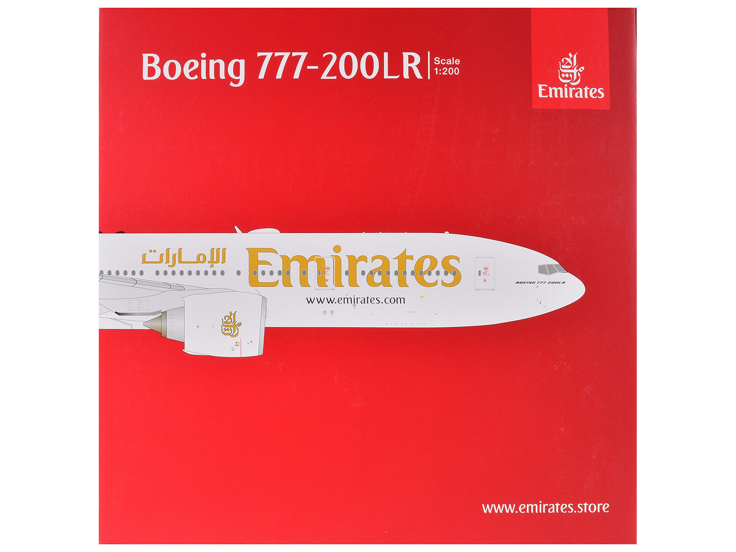 Boeing 777-200LR Commercial Aircraft "Emirates Airlines" (A6-EWA) White with Striped Tail "Gemini 200" Series 1/200 Diecast Model Airplane by GeminiJets