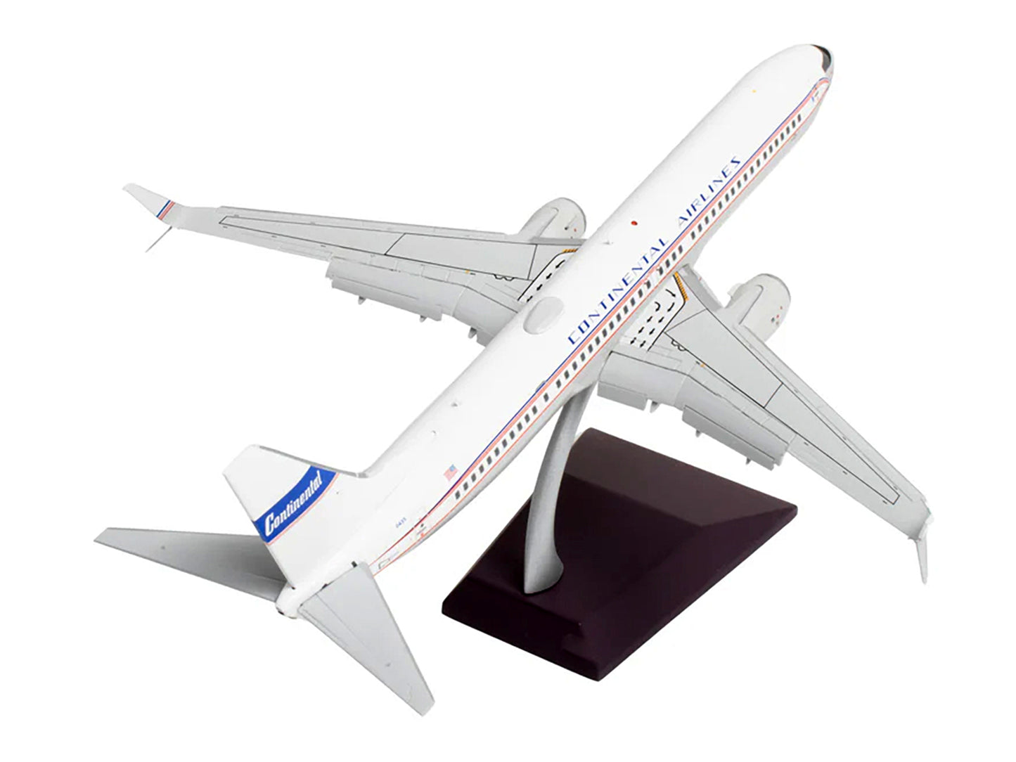 Boeing 737-900ER Commercial Aircraft with Flaps Down "Continental Airlines - United Airlines" (N75435) White with Red and Blue Stripes "Gemini 200" Series 1/200 Diecast Model Airplane by GeminiJets