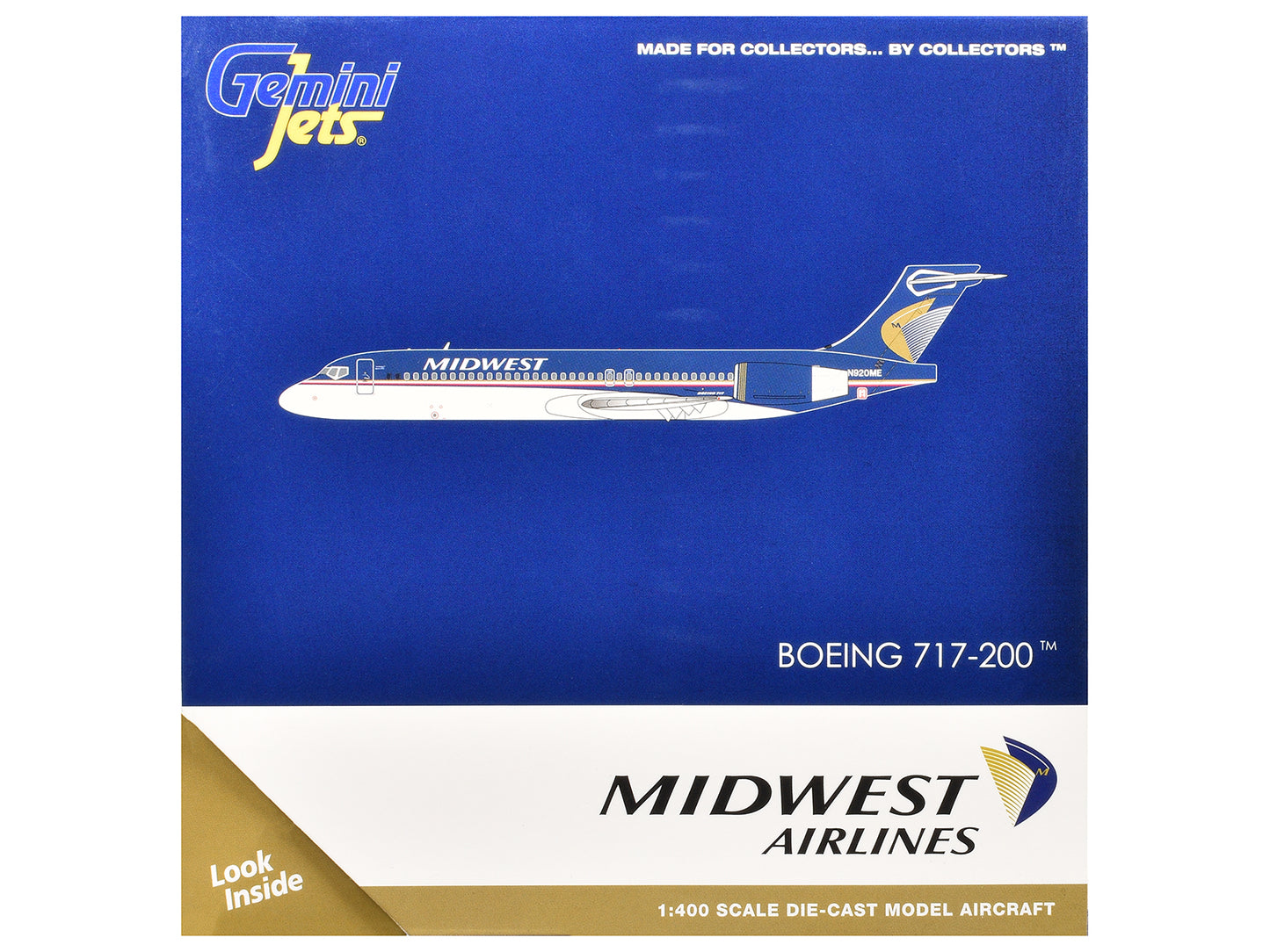 Boeing 717-200 Commercial Aircraft "Midwest Airlines" (N920ME) Blue and White 1/400 Diecast Model Airplane by GeminiJets