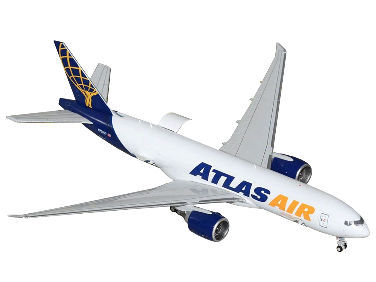 Boeing 777-200LRF Commercial Aircraft "Atlas Air" (N703GT) White with Blue Tail "Interactive Series" 1/400 Diecast Model Airplane by GeminiJets