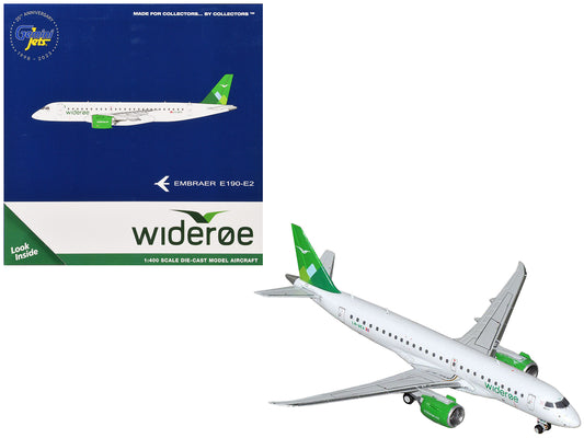 Embraer E190-E2 Commercial Aircraft "Wideroe" (LN-WEA) White with Green Tail 1/400 Diecast Model Airplane by GeminiJets